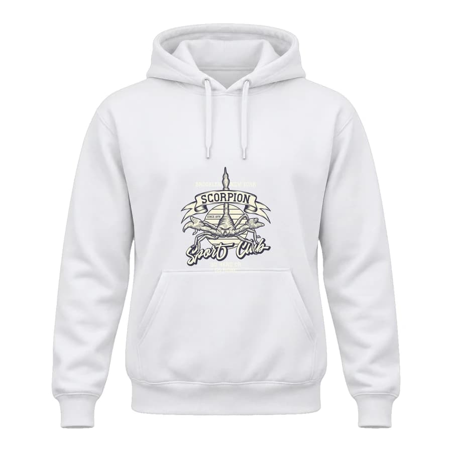 Hoodie — Scorpion · Encre urbaine — الأمام — أبيض